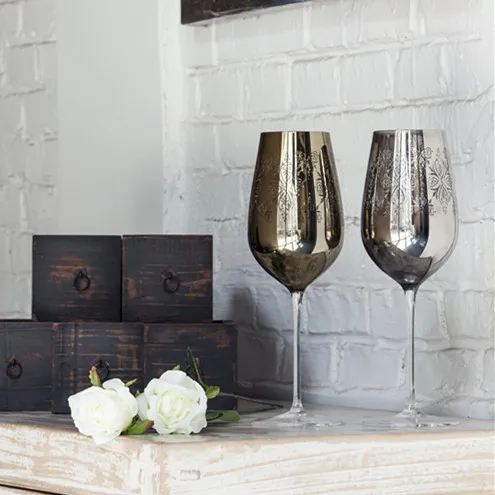 High end luxury wine set gold silver electroplated goblet crystal red model room decoration | Дом и сад
