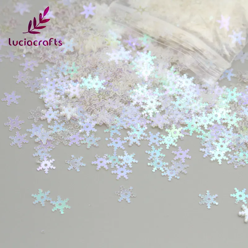 transparent AB Lucia crafts 20 г/лот 8 мм прозрачный AB/белый Снежинка ПВХ блестки украшения для рождественской вечеринки DIY аксессуары ручной работы D0106 - Цвет: transparent AB