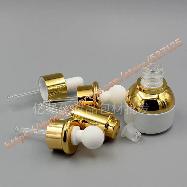 20ml Pearl White Glass Essential Oil Bottle With Shiny Gold Dropper Lid/Press Cover Cosmetic Container | Красота и здоровье