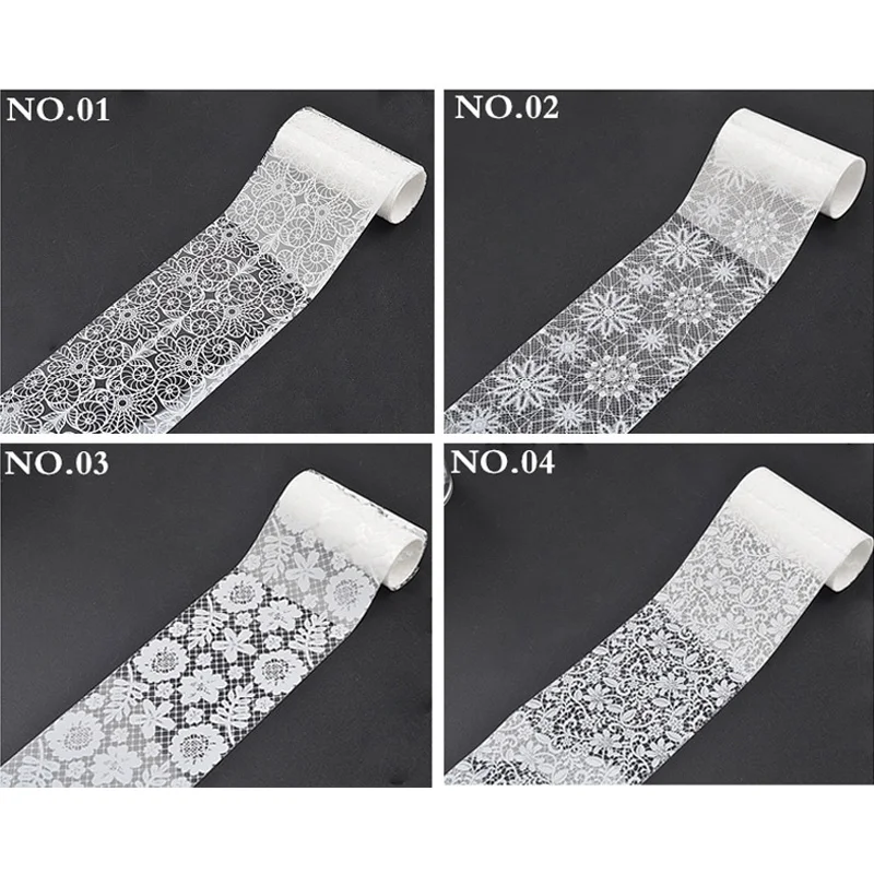 Переводная фольга для нейл-арта 1 шт. бумага белый дизайн кружевной Шарм цветы