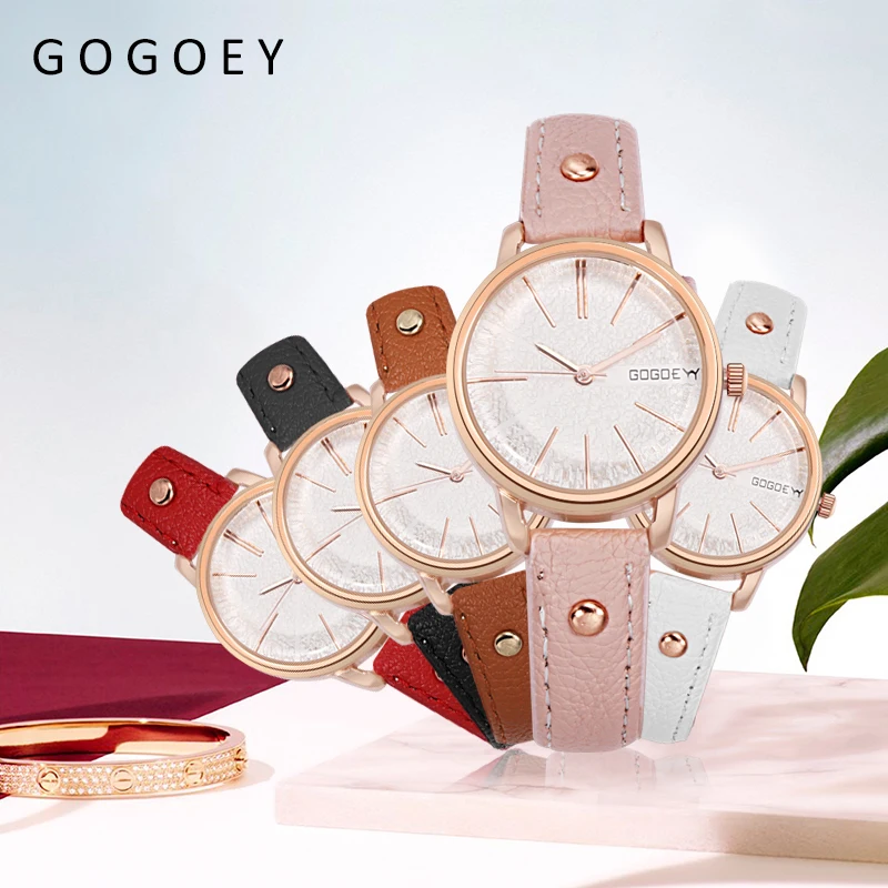 Топ люксовый Бренд GoGoey часы модные женские кожаные роскошные reloj mujer bayan kol saati |