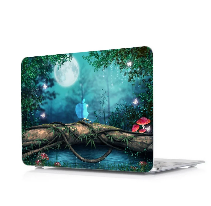 Жесткий чехол для ноутбука с принтом + Чехол клавиатура Apple Macbook Air/Pro/Retina/Touch Bar 11 6 12