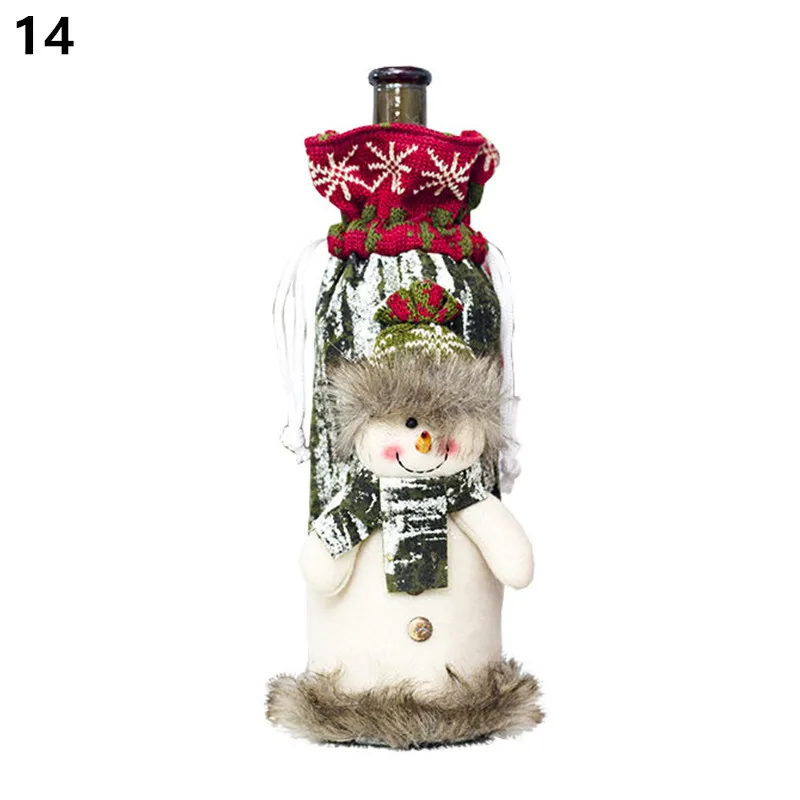 14-Snowman Noel новейшая Рождественская Крышка для бутылки вина Санта Клаус рождественские украшения для дома натальный Ужин Декор подарок на год - Цвет: 14-Snowman