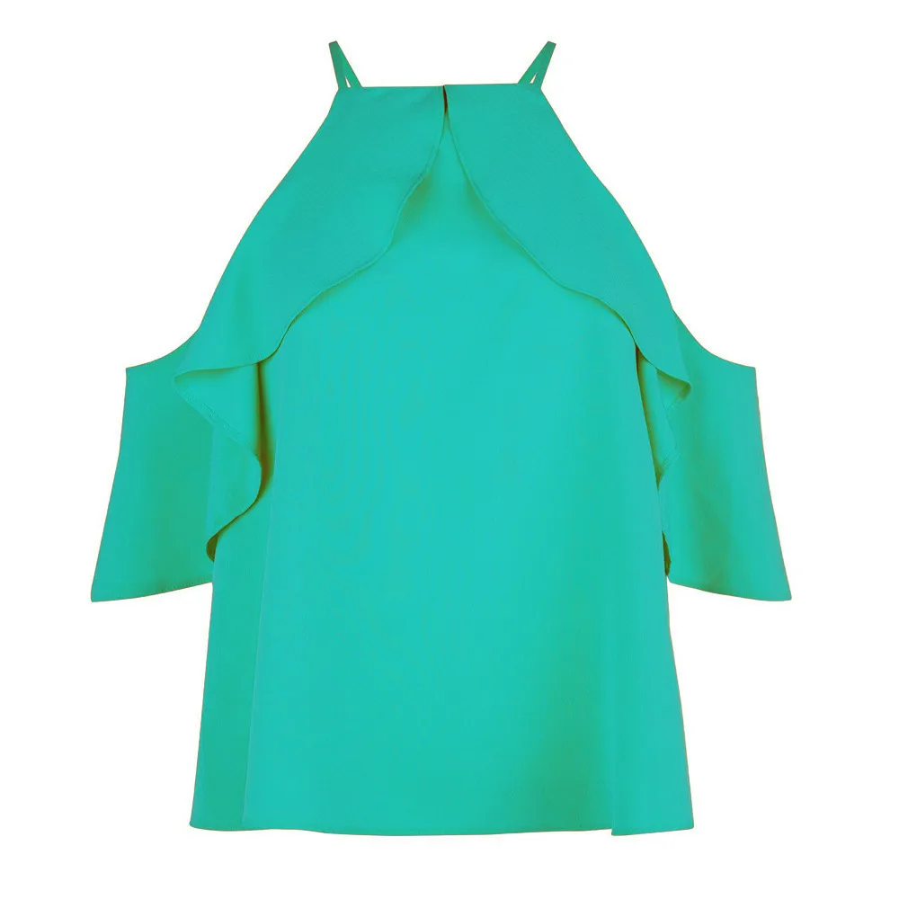 Zmvkgsoa 5XL 6XL Плюс Размеры женская одежда Блузка оборками Sleeve Cold Shoulder Топы