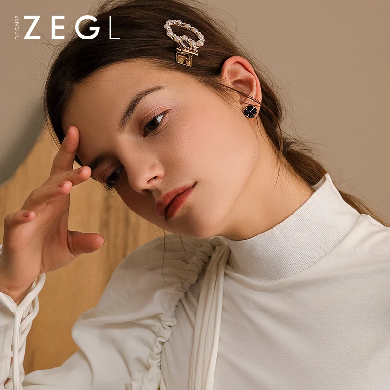 Женские серьги с цветком ZEGL сережки четырехлистным клевером темпераментные