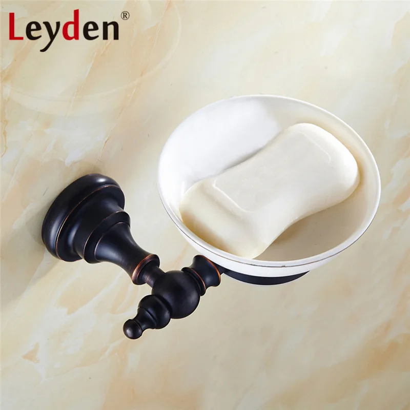 Leyden Твердый латунный черный настенный держатель для мыла мыльница корзина с