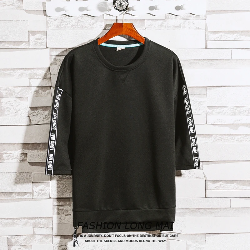Men's Printed New Style Pullover Three Quart short Sleeved Sweatshirt Tops fashion WY120 | Мужская одежда