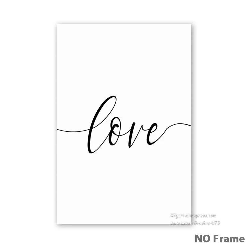 Черно-белые милые платья слова Love You пользовательские Дата холст картина, печатный плакат Гостиная Спальня настенные картины Декор для дома