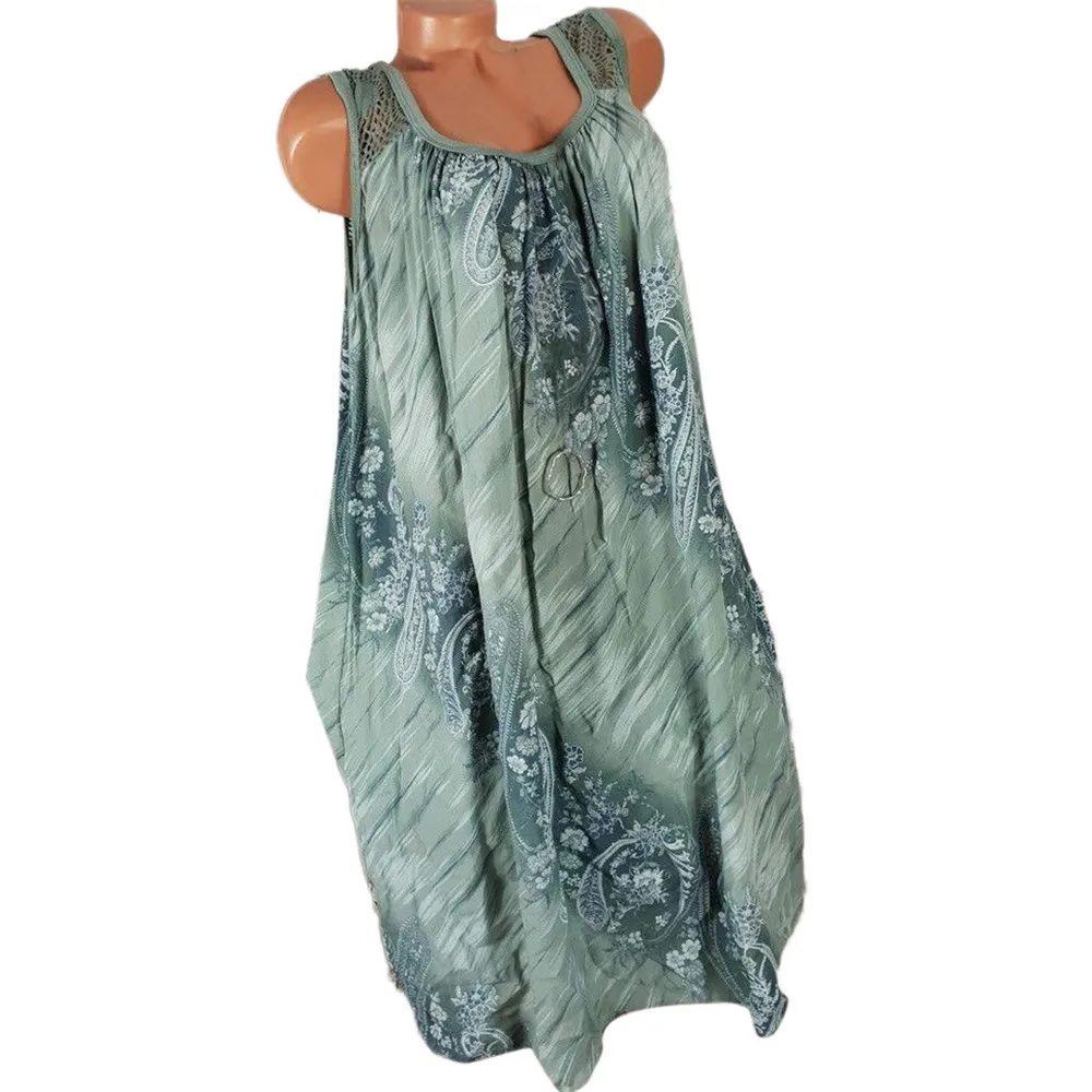 JAYCOSIN Женская одежда с О образным вырезом без рукавов свободное платье дамы в