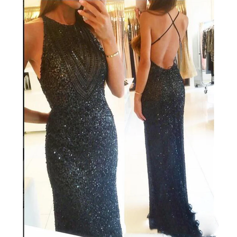 Сексуальная Спинки Арабский Вечернее Платье Блесток Бисероплетение Оболочки