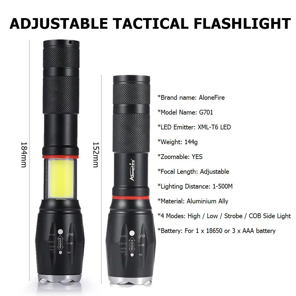 AloneFire G701 CREE XM L T6 светодиодный фонарик 5000лм алюминиевый водонепроницаемый