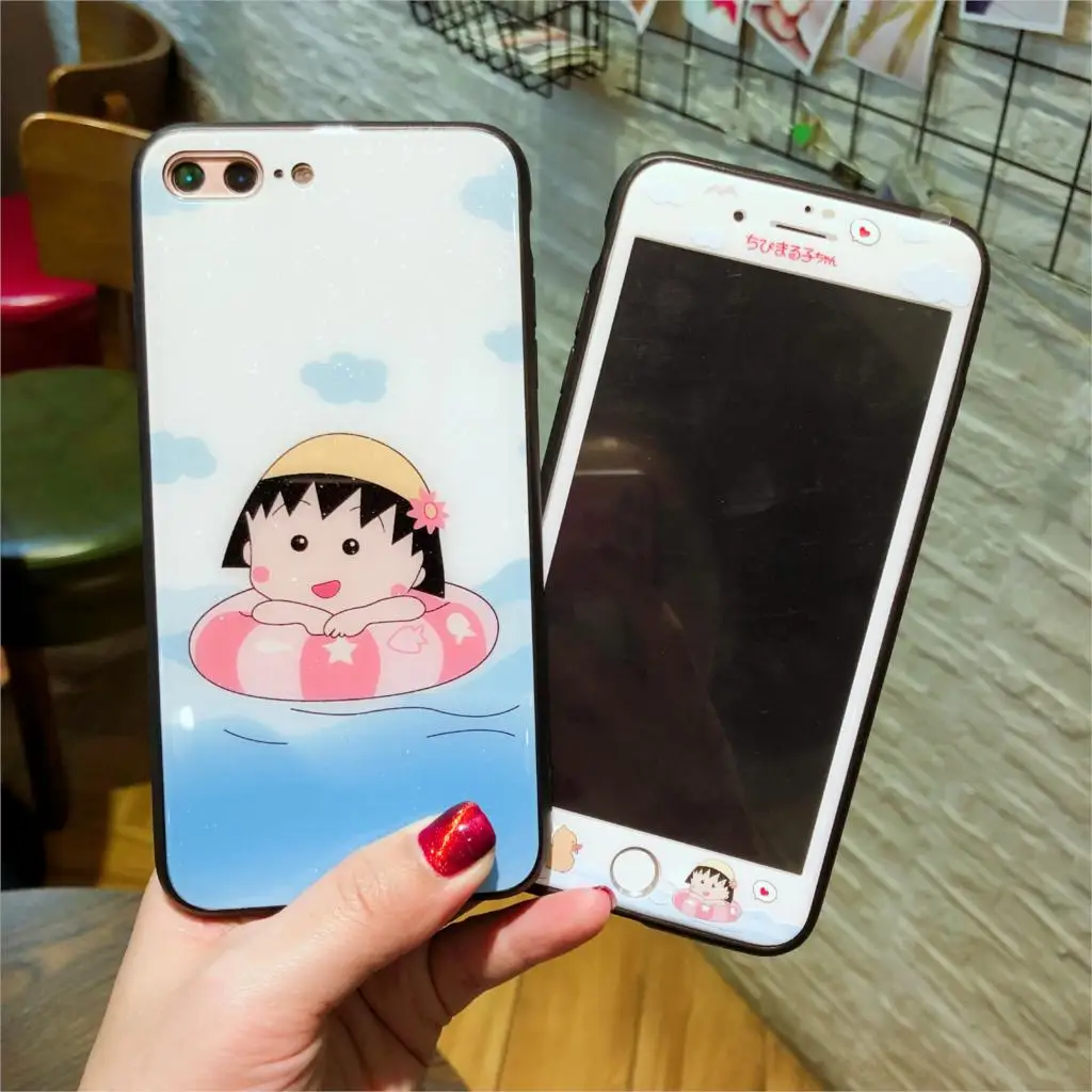 3D Закаленное стекло протектор экрана для iPhone X XS 6 6s 7 8 Plus glass oroll Maruko Кролик шаблон стекло+ ТПУ Жесткий чехол для телефона
