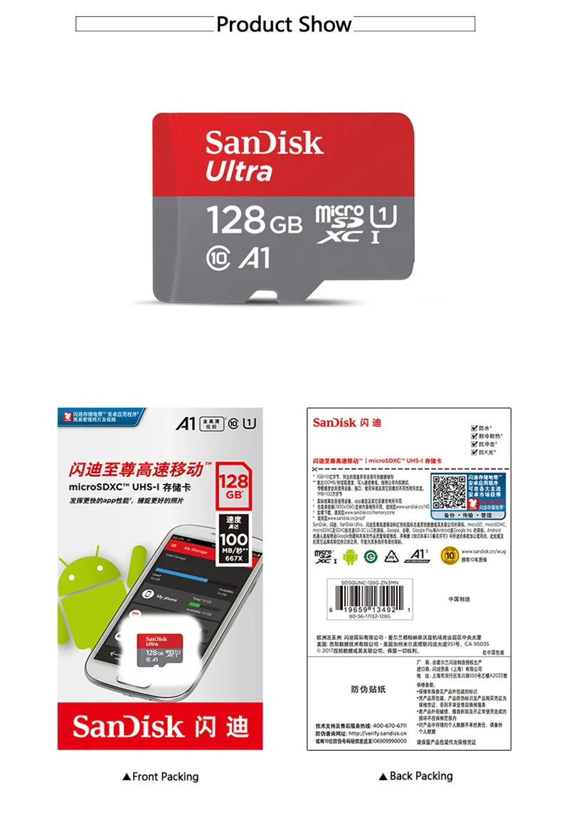 SanDisk micro sd 128GB 64GB 32GB 16GB 98mb/s TF usb flash memory card microsd 8GB/48MB/s class10 Original Product shipping