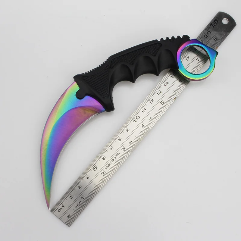 rainbow Нож Karambit Cs Go, охотничий нож для выживания, тактические ножи Navajas Supervivencia, настоящий нож s Outillage Couteau Tactique Facas - Цвет: rainbow