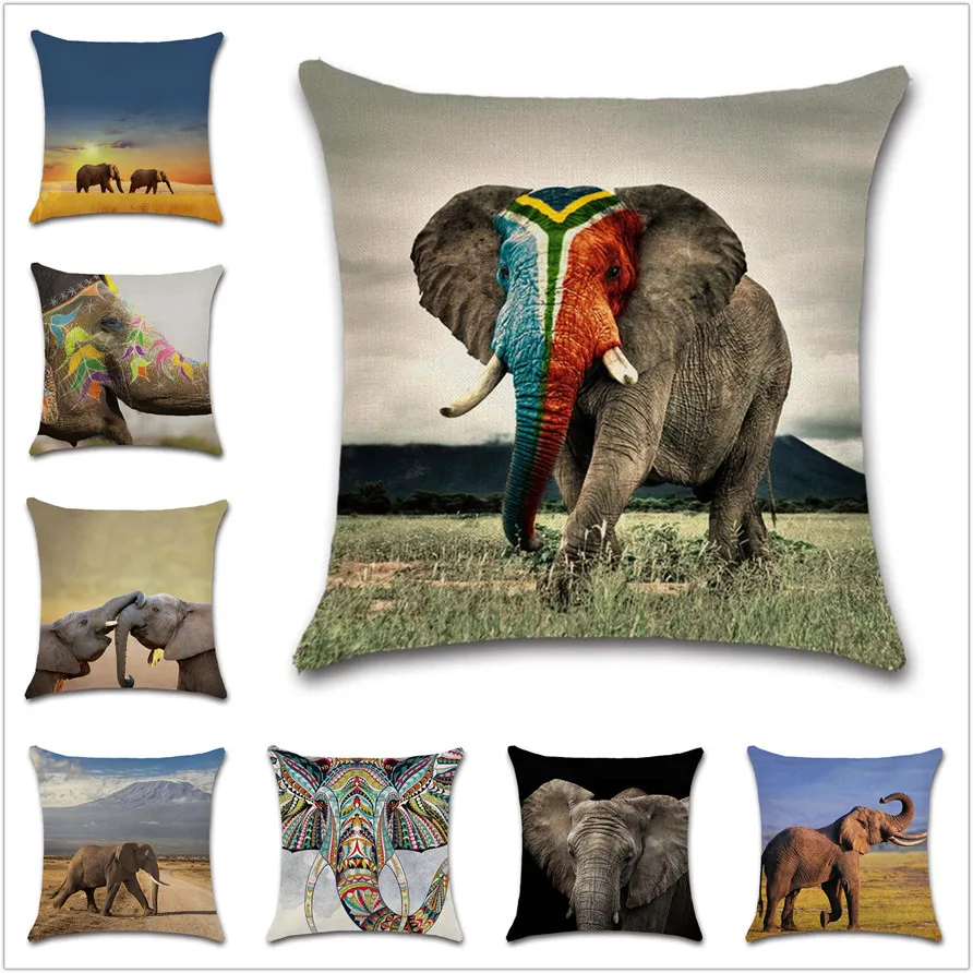 

Africa Animal elephants photos printed cushion cover Decor Chair sofa seat car Decoration pillowcase Home house room friend gift