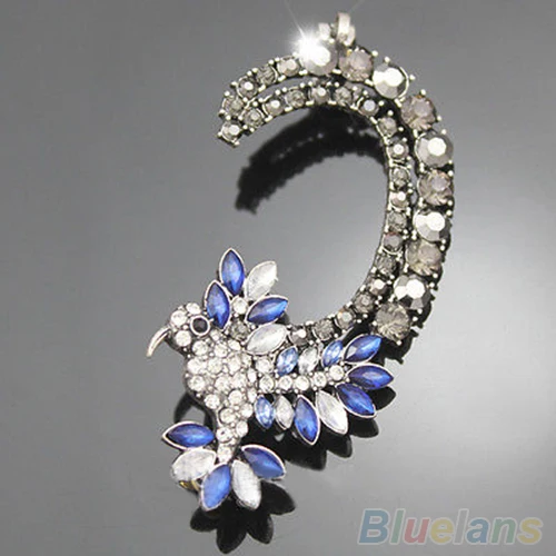 1 шт Женская птица Колибри цвета Кристалл льдом из уха манжеты серьги 1U4B |