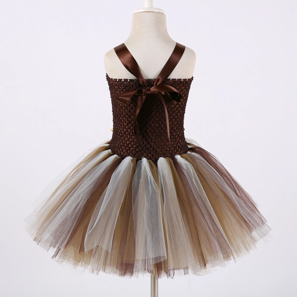 Brown Flower Girls Tutu Dress Children Cosplay Animal Lion Costume Up Fancy Girl Kids Halloween Birthday Party 1-14Y | Детская одежда и