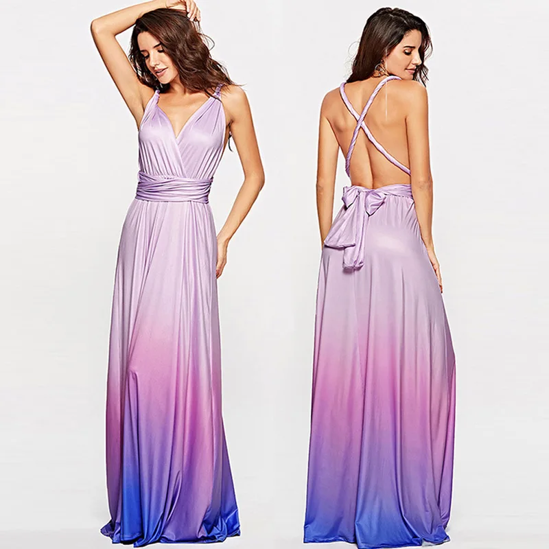 

Elagant Party Maxi Long Dress Women Multiway Wrap Dresses Gradient Convertible Boho Bandage Dress Bridesmaids Infinity Robe