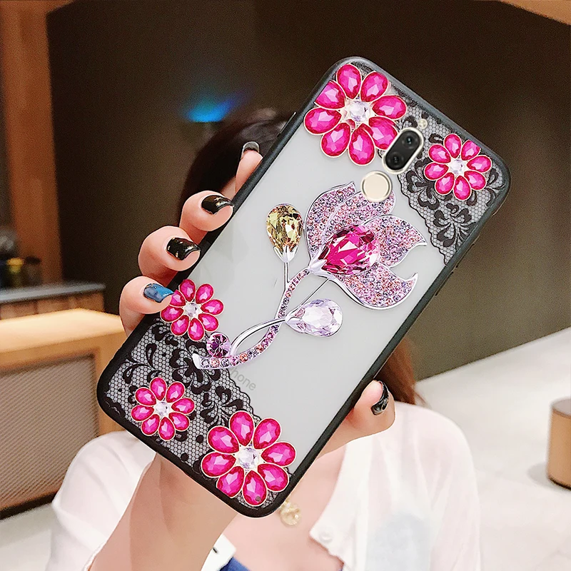 3D кружева цветок дрель чехол для huawei p10 p8 p9 Lite 2017 P20 Pro Plus P Smart Honor 7x9 10 8 lite Коврики 20