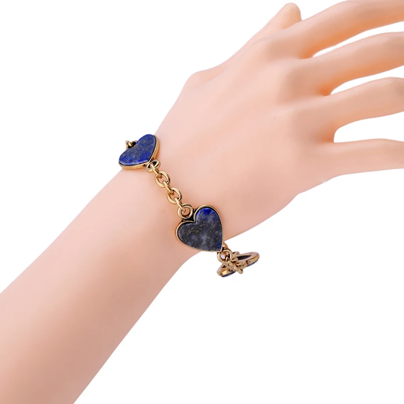 Оптовые цены высокое качество темно синий браслет с сердцем романтические