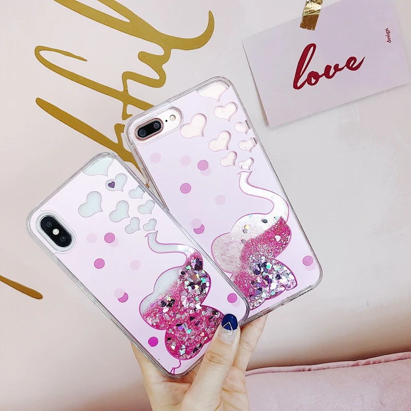 Сердце любовь слон чехол для iPhone X 8 7 6 S плюс красочные набивным динамический
