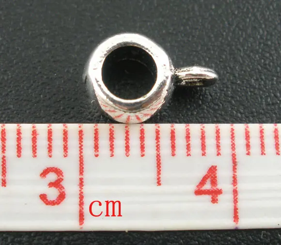 Зажимы для подвески и застежки подвесок 100 шт. ровный Серебряный тон Cup Bail Beads 9x4 мм