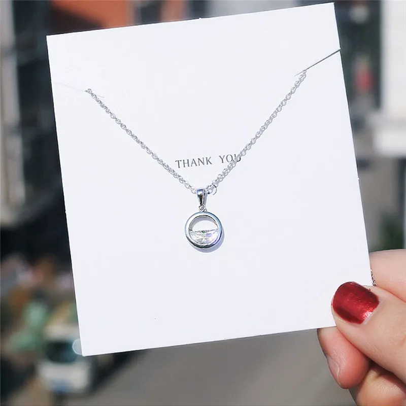 Simple Water Shaped Choker Necklace Elegant Silver Plated Fashion Circle Round Pendant Chain Jewelry Gift | Украшения и