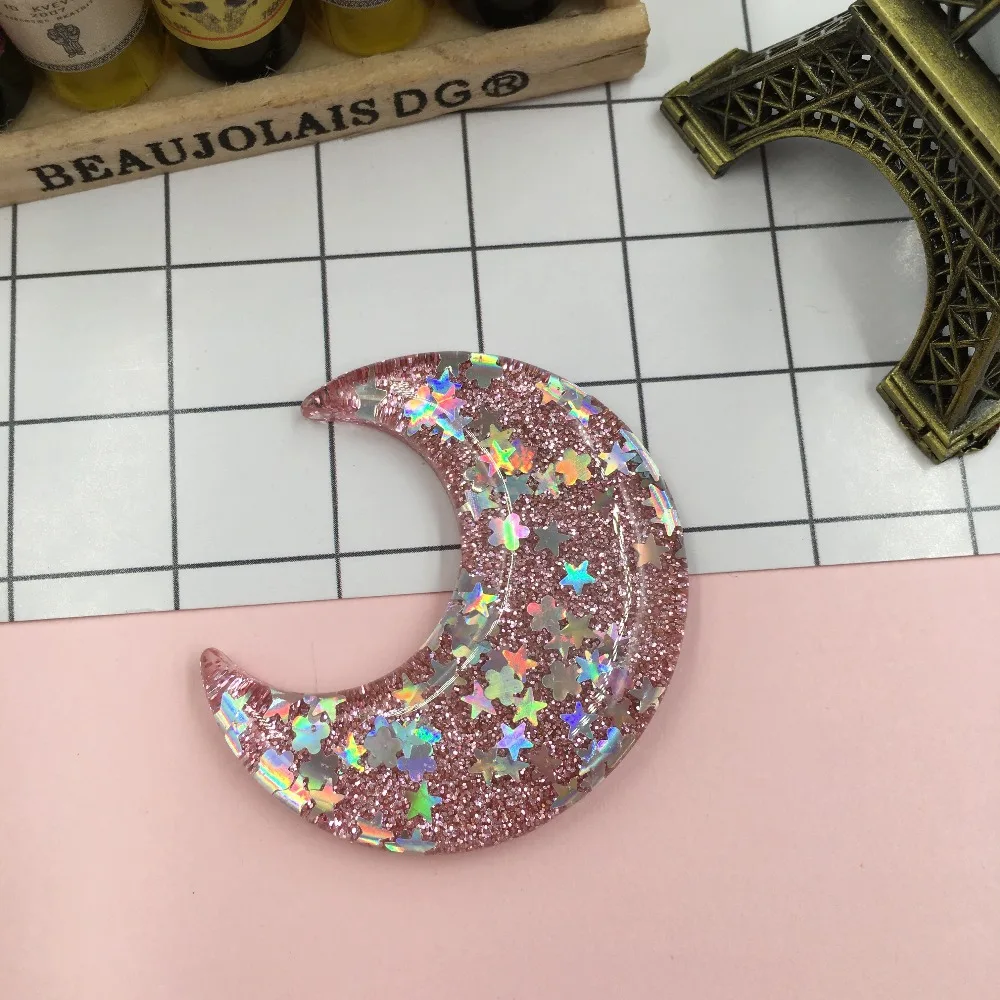 5 шт./лот Яркая блестящая Луна каваи из смолы без отверстия для поделок