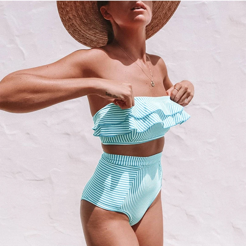 2019 сексуальный пуш-ап комплект бикини из двух предметов женский купальник полоса