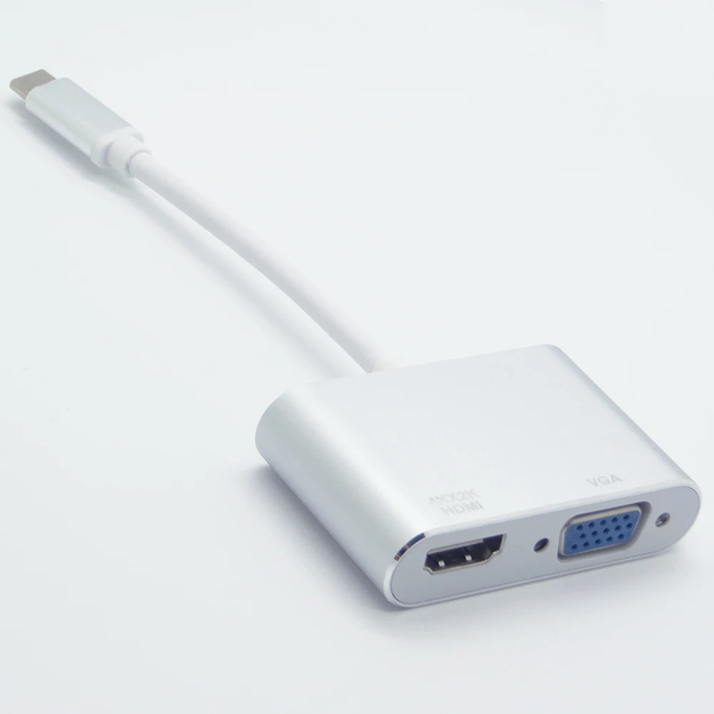 USB C Type к 4K 60Hz HDMI VGA адаптер 2 в 1 3 конвертер кабель для ноутбука Apple Новый Macbook Google