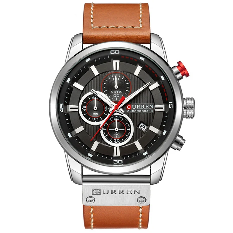 silver black Топ бренд CURREN Роскошные Для мужчин часы для мужчин модный дизайн Для мужчин часы Водонепроницаемый спортивные наручные часы в стиле Casual мужские часы Relogio Masculino - Цвет: silver black