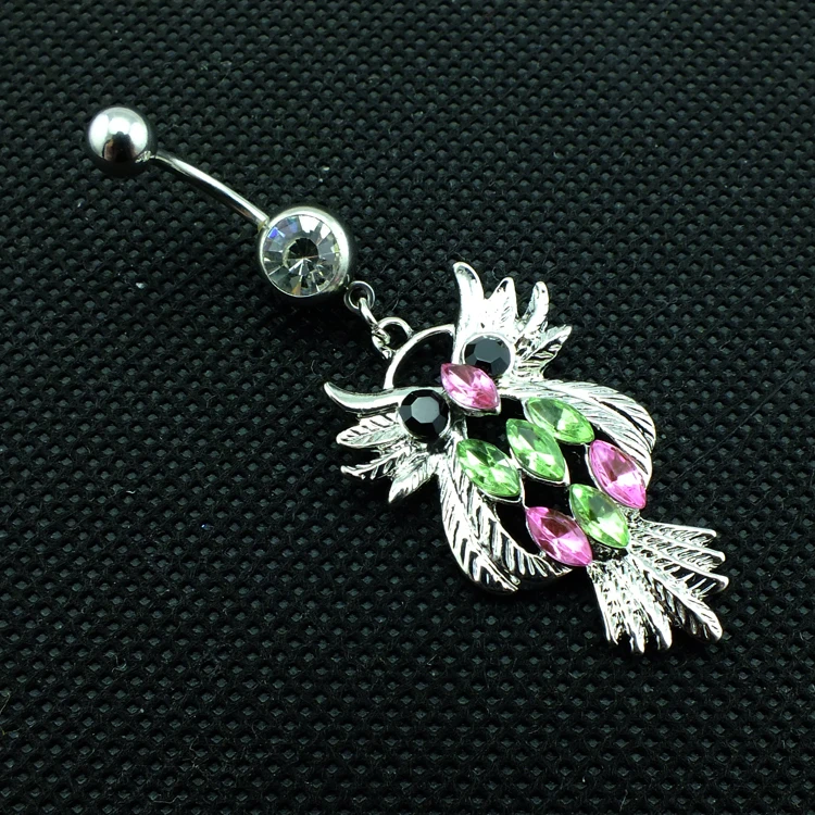Brand New Fashion Belly Button Rings Rhinestone Owl Stainless Steel Navel Body Piercing Jewelry Free Shipping | Украшения и