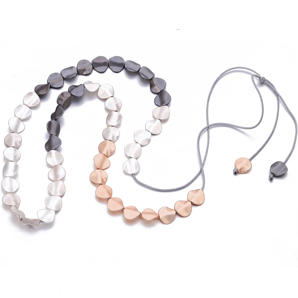 

Unique Metal Beads DIY Long Necklace Sweater Chain 90cm Multicolor Charm Statement Womens Necklaces Jewelry Accessories 2019 New