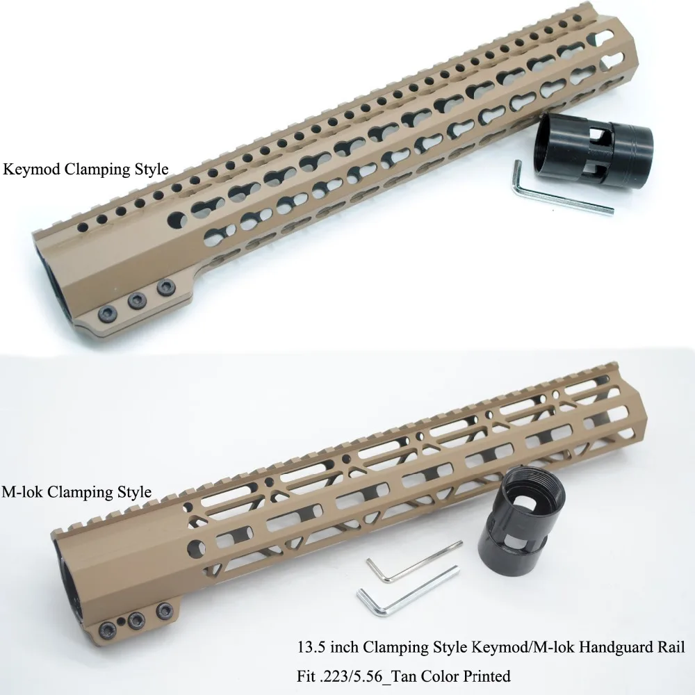 

TriRock 13.5'' Clamping Style Keymod / M-lok Handguard Rail Picatinny Free Float Mount System Fit .223/5.56_Tan Color Printed