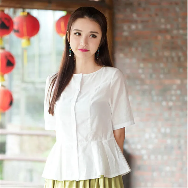 Лето Сладкий Розовый Рубашка Шею Половина Рукава Белье Кнопку Кардиган Блузка