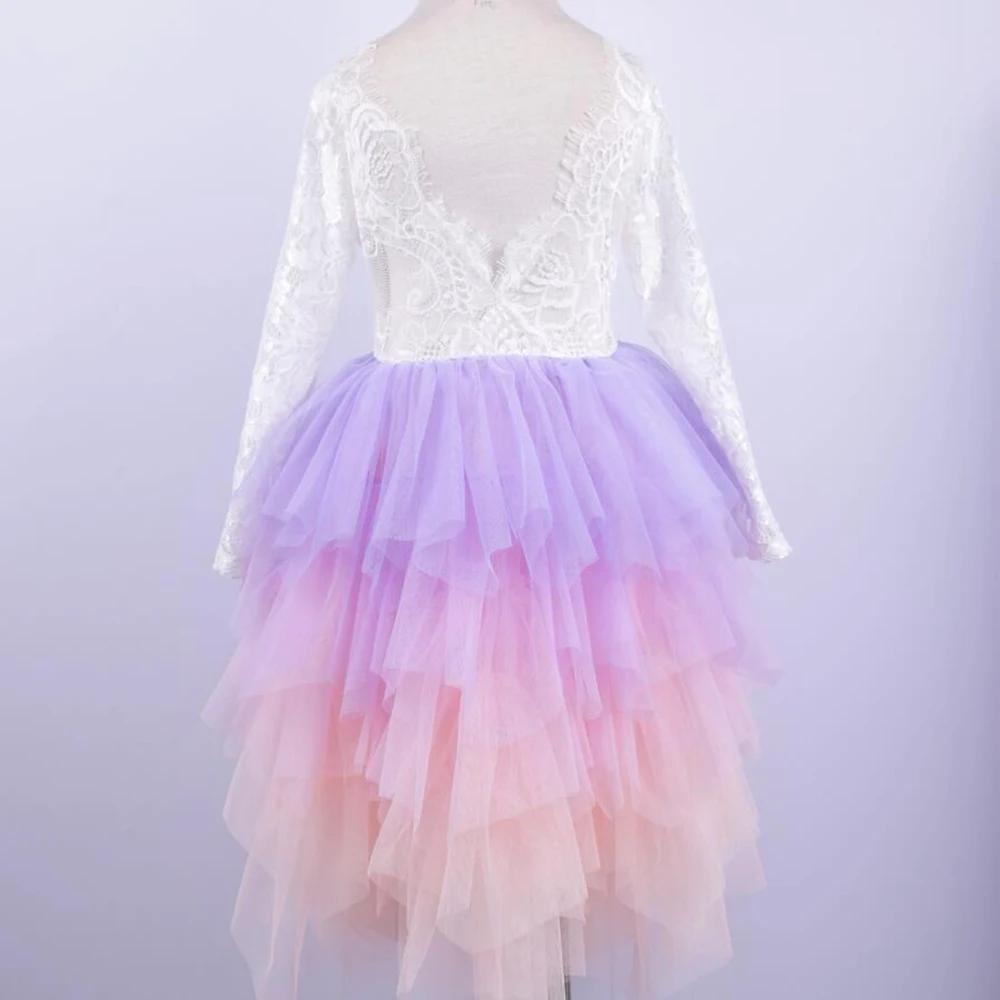 Spring Autumn Girls Princess Dress Baby Girl Clothes Kids Lace Backless Tutu Party Long Sleeve Dresses Children Vestidos S9149 | Детская