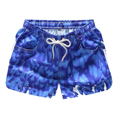blue feather women Пляжные шорты, шорты для пляжа, пляжные шорты для плавания, Шорты для плавания, быстросохнущие штаны, мужские спортивные шорты для бега - Цвет: blue feather women