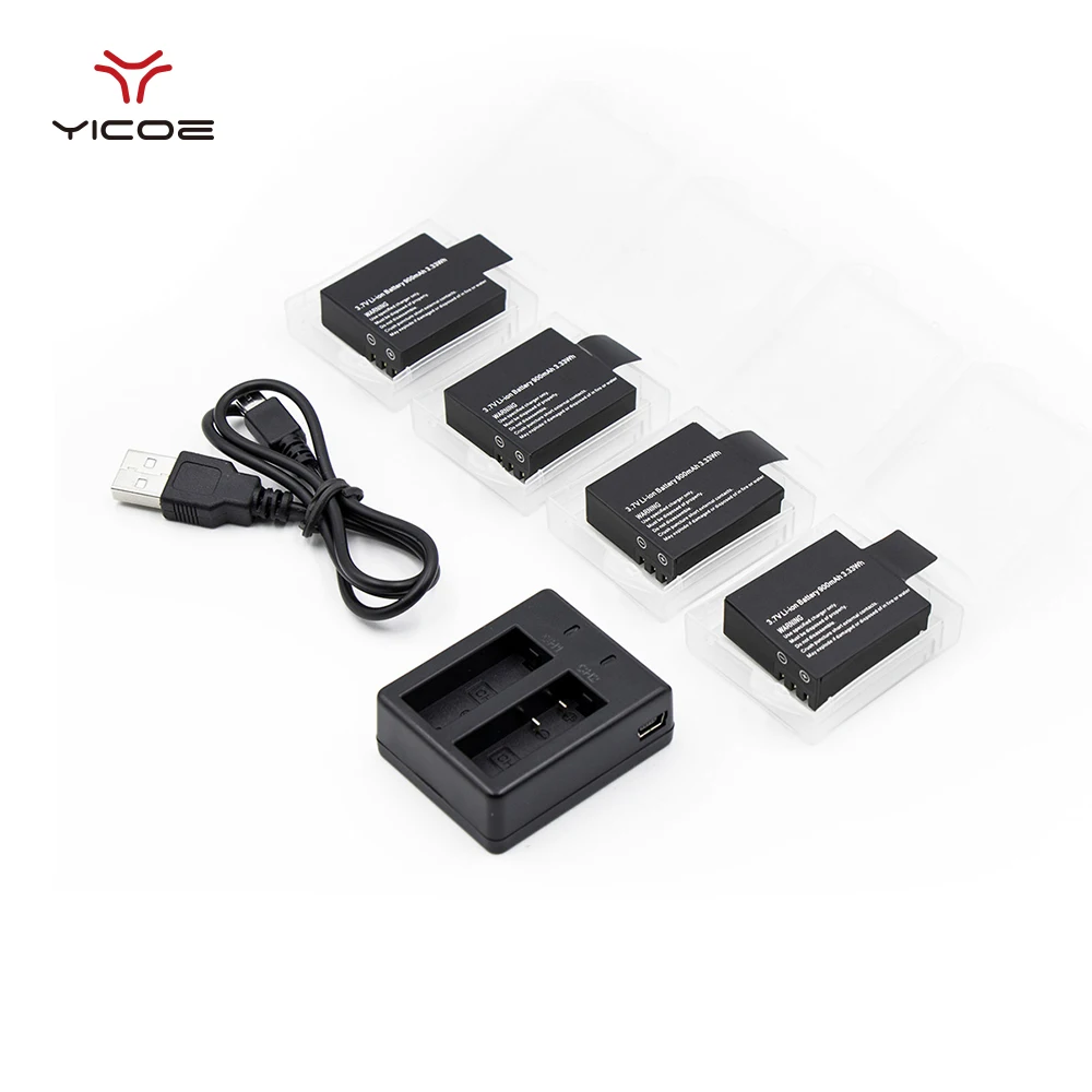 4 шт. перезаряжаемая батарея двойное зарядное устройство USB для SJCAM SJ4000 SJ5000 PLUS WIFI 4k