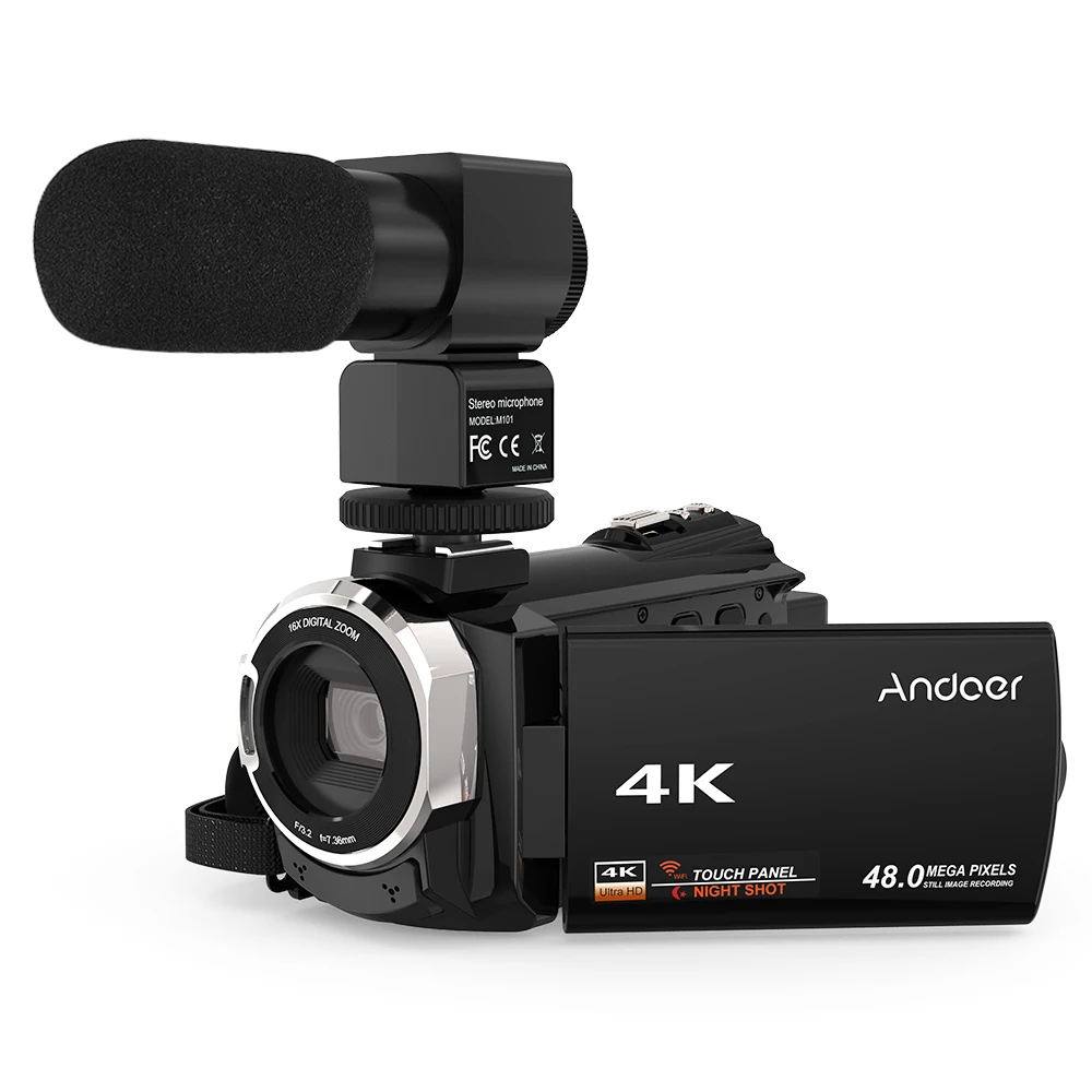 Andoer 4K 1080P 48MP WiFi Профессиональная цифровая видеокамера регистратор w/0.39X широкоугольный Макро Лен внешний микрофон - Цвет: Option B