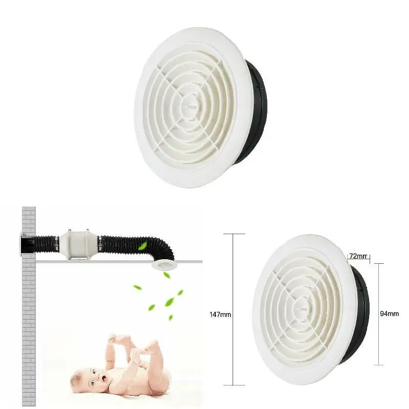 

Adjustable Exhaust Vent Round Wall Air Vent ABS Louver White Grille Cover for Bathroom Office Kitchen Ventilation