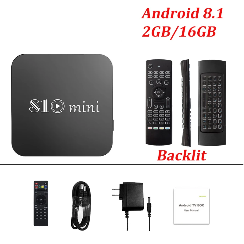 TVBOX add mx3 backli S10 мини ТВ приставка Android 8,1 Смарт ТВ приставка 2 Гб 16 Гб Amlogic S905W Четырехъядерный 4K ТВ приставка 2,4G wifi медиаплеер PK X96 мини - Цвет: TVBOX add mx3 backli