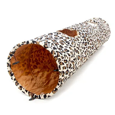 Leopard Туннель С Хорошим Качеством Для Кошек С Функцией Складываемы Игрушки Для Домашних Животных У Них Два Отверстия - Цвет: Leopard