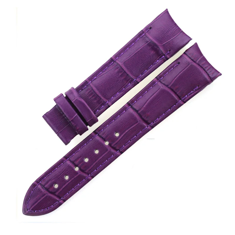 Женский ремешок ISUNZUN для часов Tissot T035210A T035207, ремешок из натуральной кожи, высококачественный кожаный ремешок - Цвет ремешка: Purple No Buckle