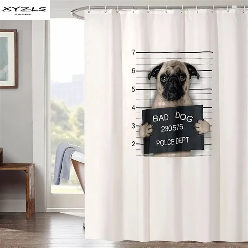 XYZLS американский стиль Bad Dog Печатные занавески для душа водостойкие полиэстер
