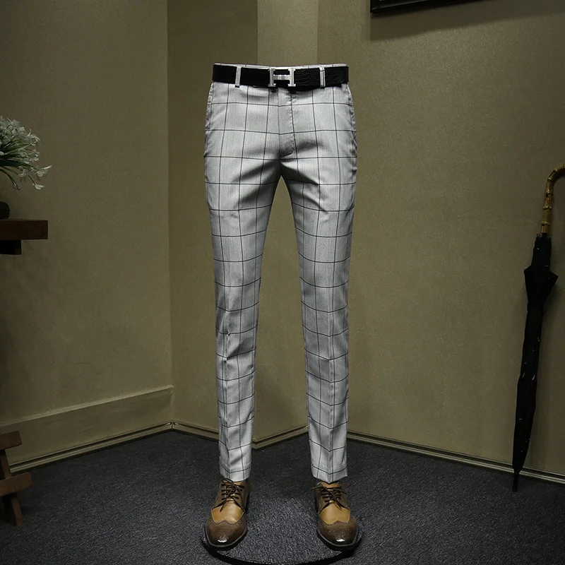 grey plaid mens pants
