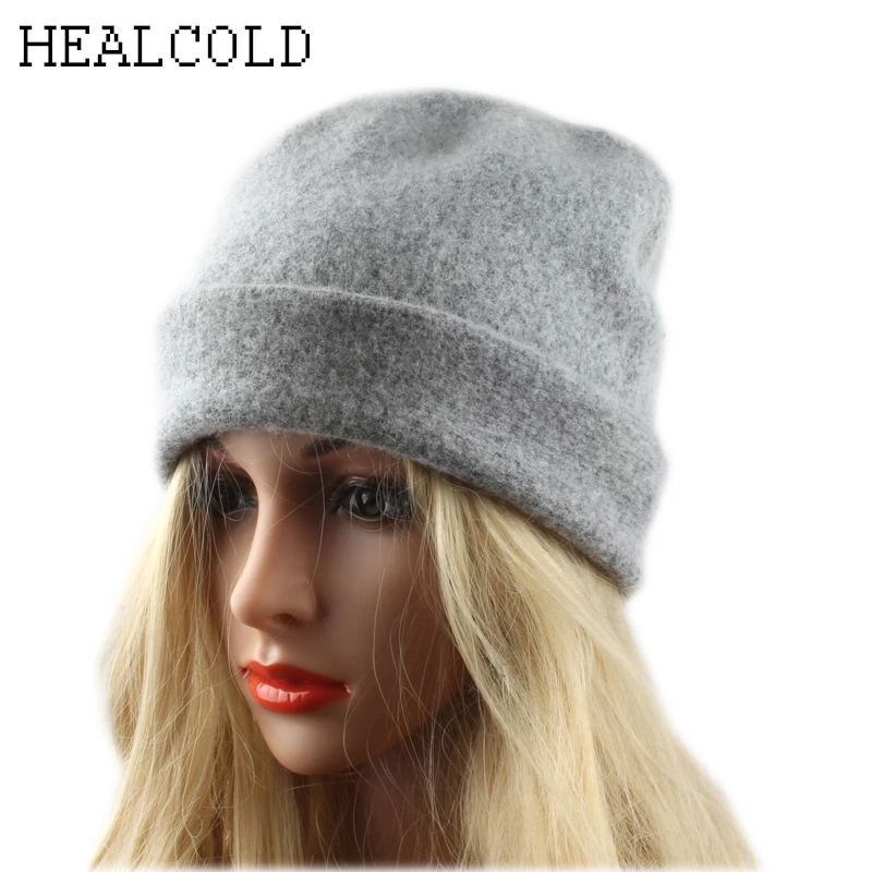

2018 Fashion Winter Hats For Women 100% Wool Skullies Hat Ladies Beanies Casual Warm Knitted Cap