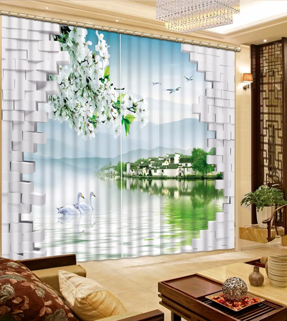 

3D Stereoscopic Curtain Lake squid Living room Curtain Blackout Curtains For Bedroom Blackout Window