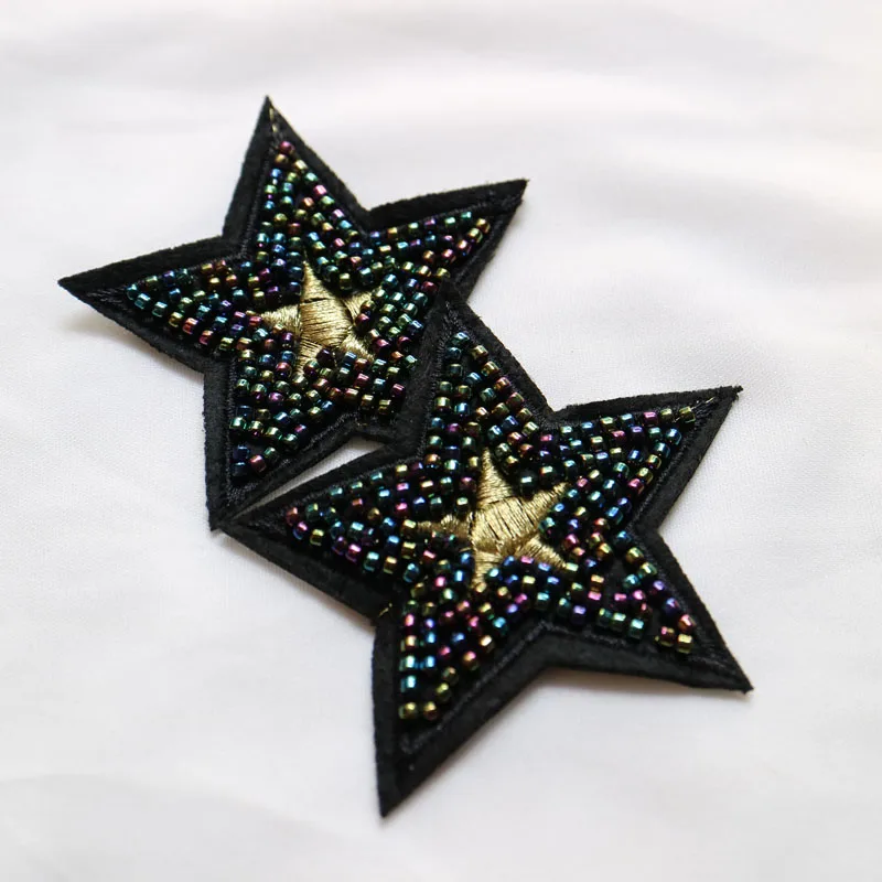 2 шт./компл. черные нашивки со звездами и бусинами для одежды с блестками стразы