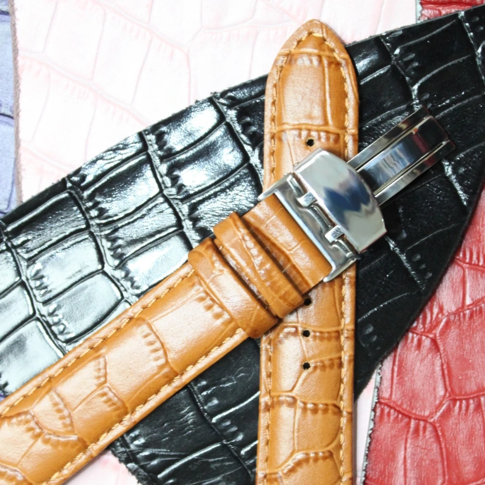 Ремешок для часов унисекс из натуральной кожи 20 мм L. Коричневый стежок ремешок с