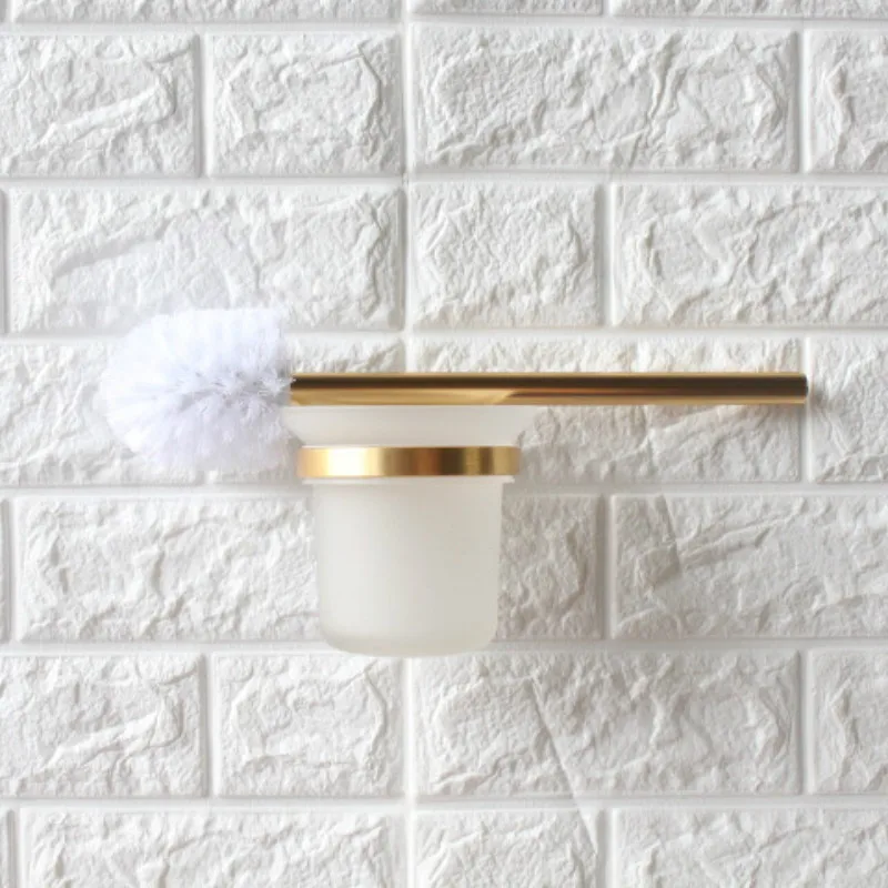 Space aluminum alloy toilet bowl brush holder cleaning with glass gold for bathroom | Обустройство дома